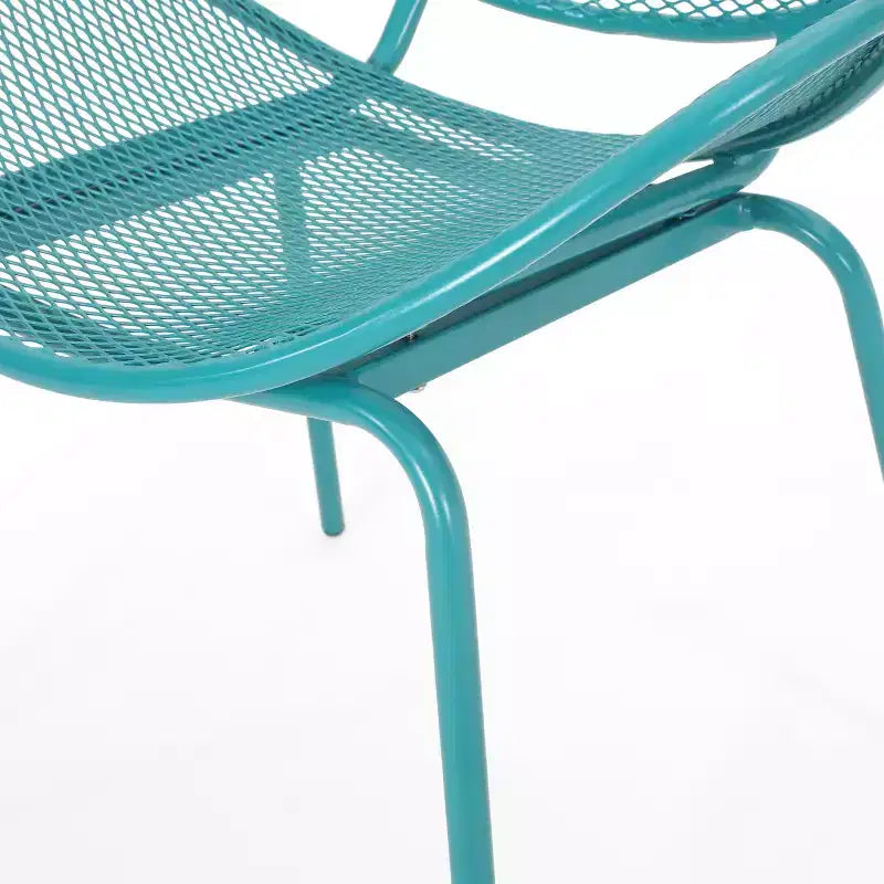 Christopher Knight Home James Outdoor 3 Piece Chat Set with Powder-Coated Iron Shell Chairs and Mesh Table