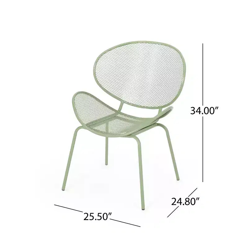 Christopher Knight Home James Outdoor 3 Piece Chat Set with Powder-Coated Iron Shell Chairs and Mesh Table