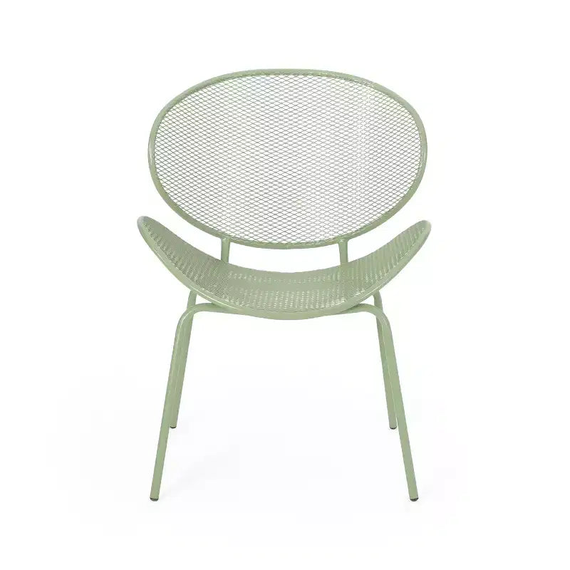 Christopher Knight Home James Outdoor 3 Piece Chat Set with Powder-Coated Iron Shell Chairs and Mesh Table