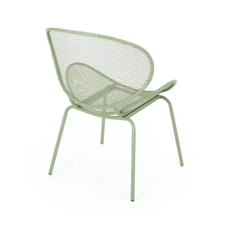 Christopher Knight Home James Outdoor 3 Piece Chat Set with Powder-Coated Iron Shell Chairs and Mesh Table