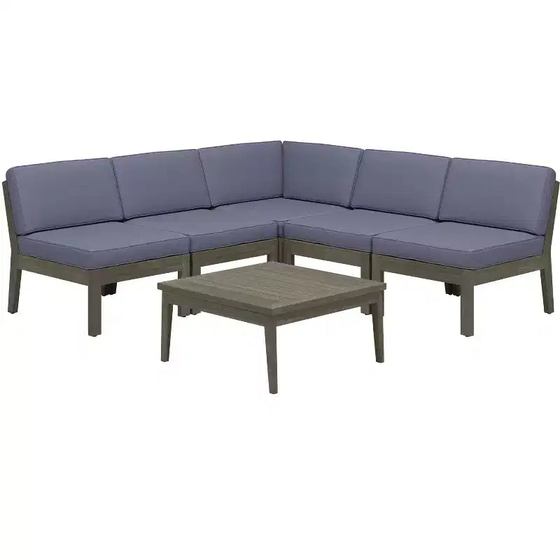 Christopher Knight Home Caelis Rustic 6 Piece Patio Acacia Wood Slatted Seating Set with Cushions