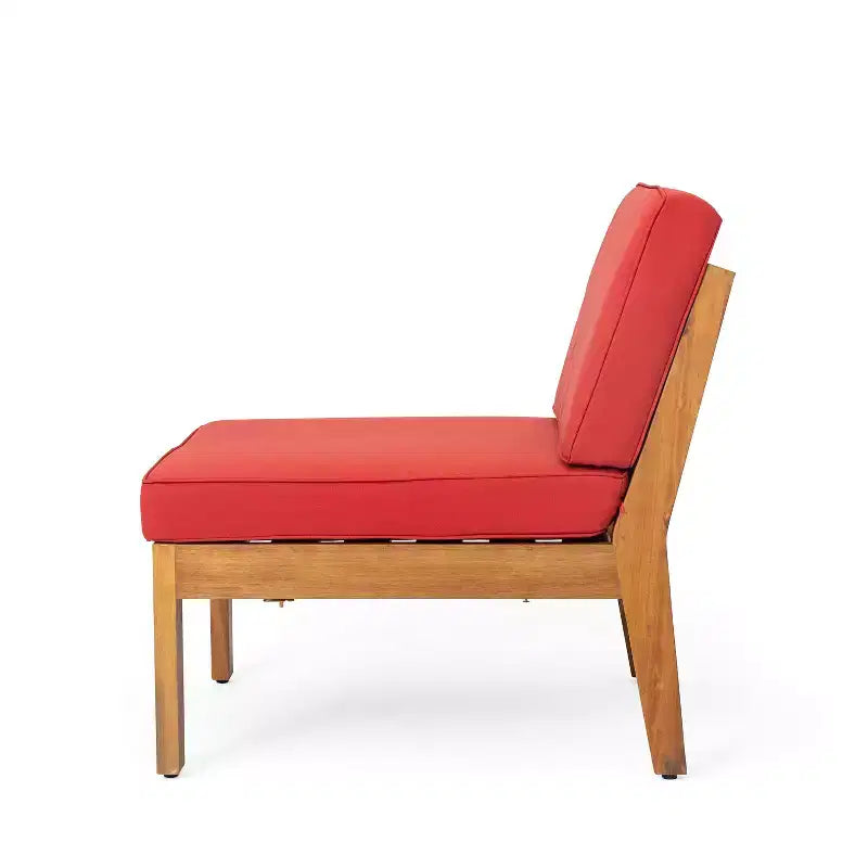 Christopher Knight Home Caelis Rustic 6 Piece Patio Acacia Wood Slatted Seating Set with Cushions