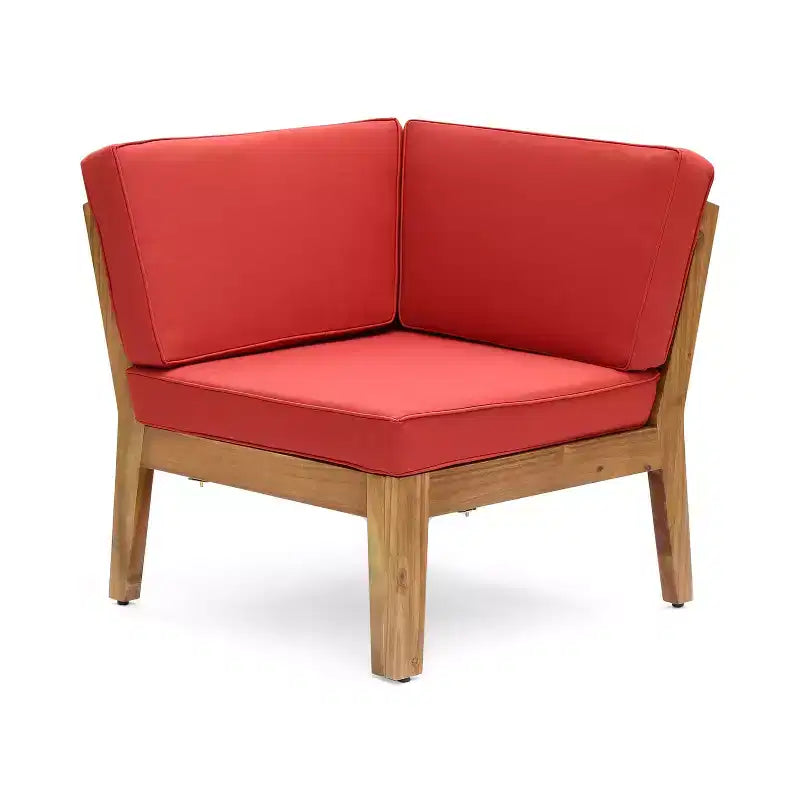 Christopher Knight Home Caelis Rustic 6 Piece Patio Acacia Wood Slatted Seating Set with Cushions