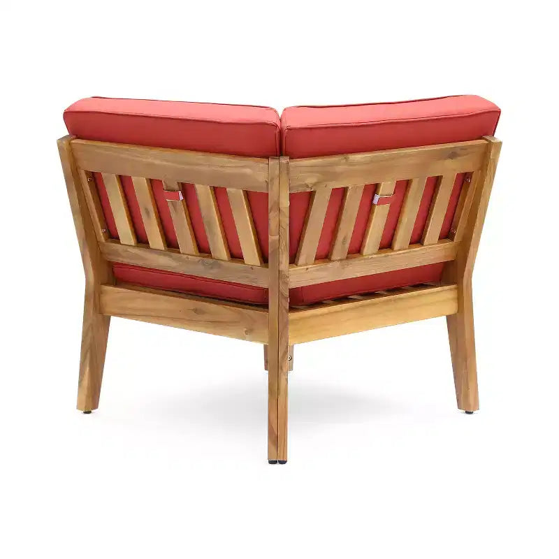Christopher Knight Home Caelis Rustic 6 Piece Patio Acacia Wood Slatted Seating Set with Cushions