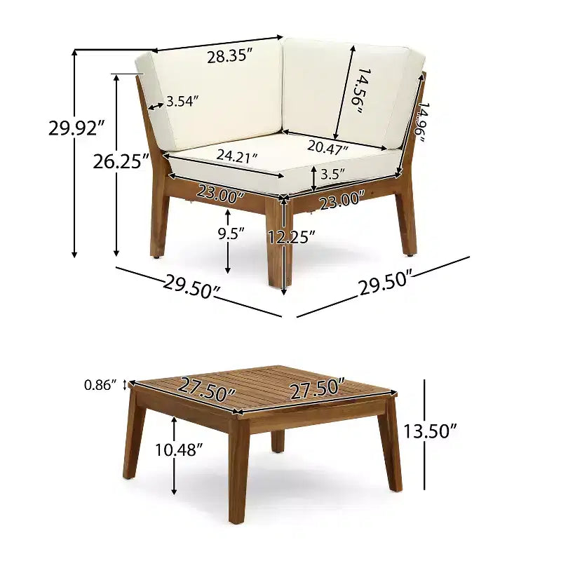 Christopher Knight Home Caelis Rustic 6 Piece Patio Acacia Wood Slatted Seating Set with Cushions