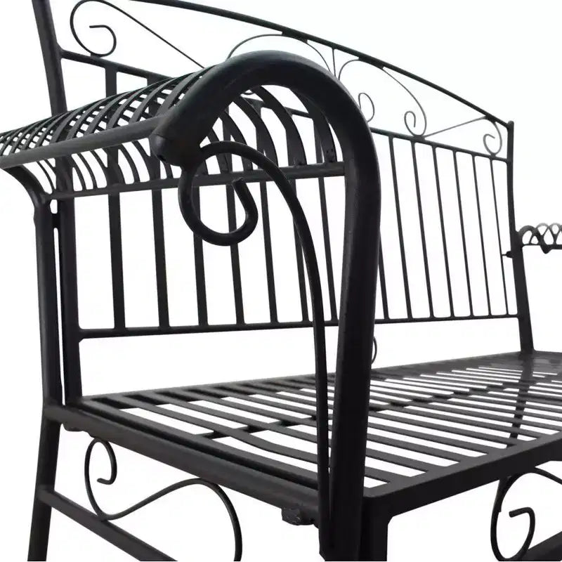 Courtyard Casual Black Steel French Quarter Outdoor Loveseat and Coffee Table Set