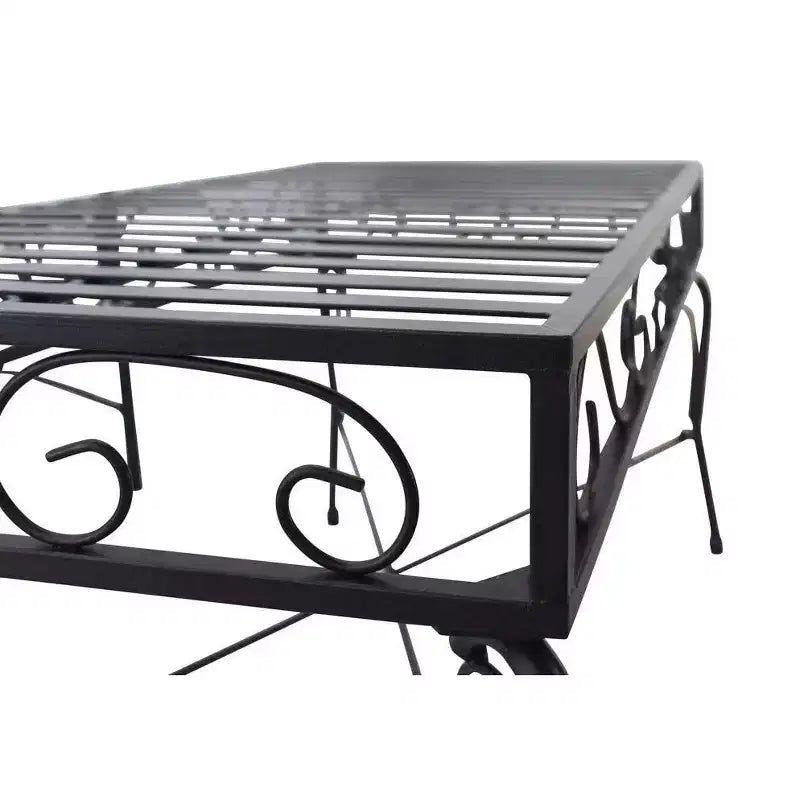 Courtyard Casual Black Steel French Quarter Outdoor Loveseat and Coffee Table Set