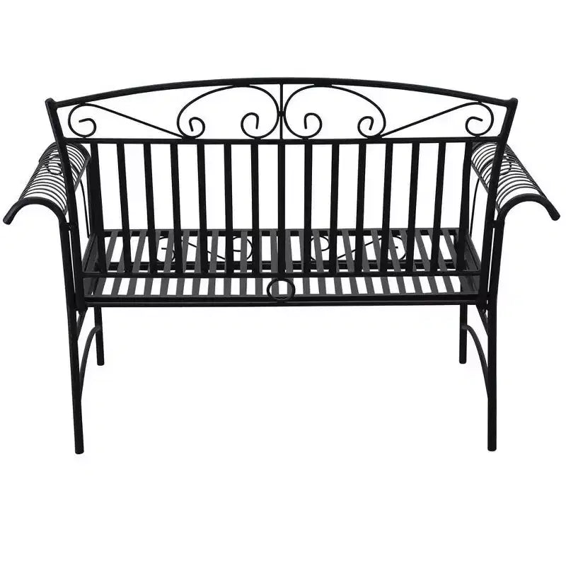 Courtyard Casual Black Steel French Quarter Outdoor Loveseat and Coffee Table Set