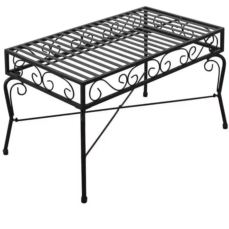 Courtyard Casual Black Steel French Quarter Outdoor Loveseat and Coffee Table Set