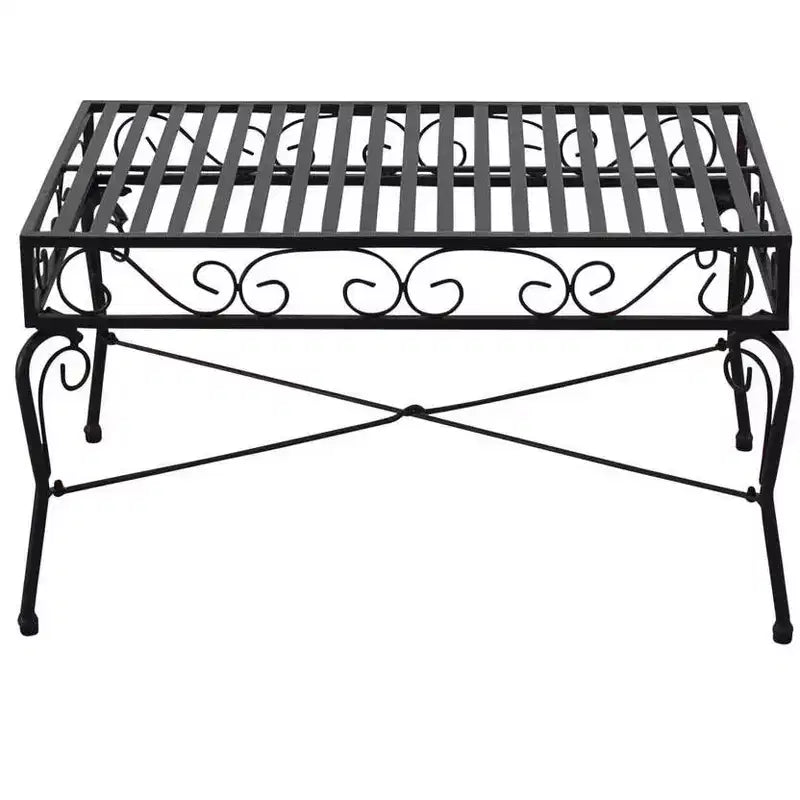 Courtyard Casual Black Steel French Quarter Outdoor Loveseat and Coffee Table Set