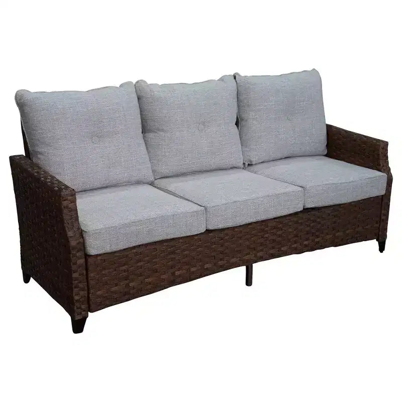 Courtyard Casual Costa Mesa 5 pc Sofa & Coffee Table Set - Brown One Sofa, Two Club Chairs, One End Table, & Coffee Table