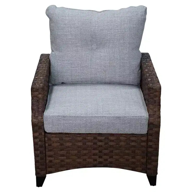 Courtyard Casual Costa Mesa 5 pc Sofa & Coffee Table Set - Brown One Sofa, Two Club Chairs, One End Table, & Coffee Table