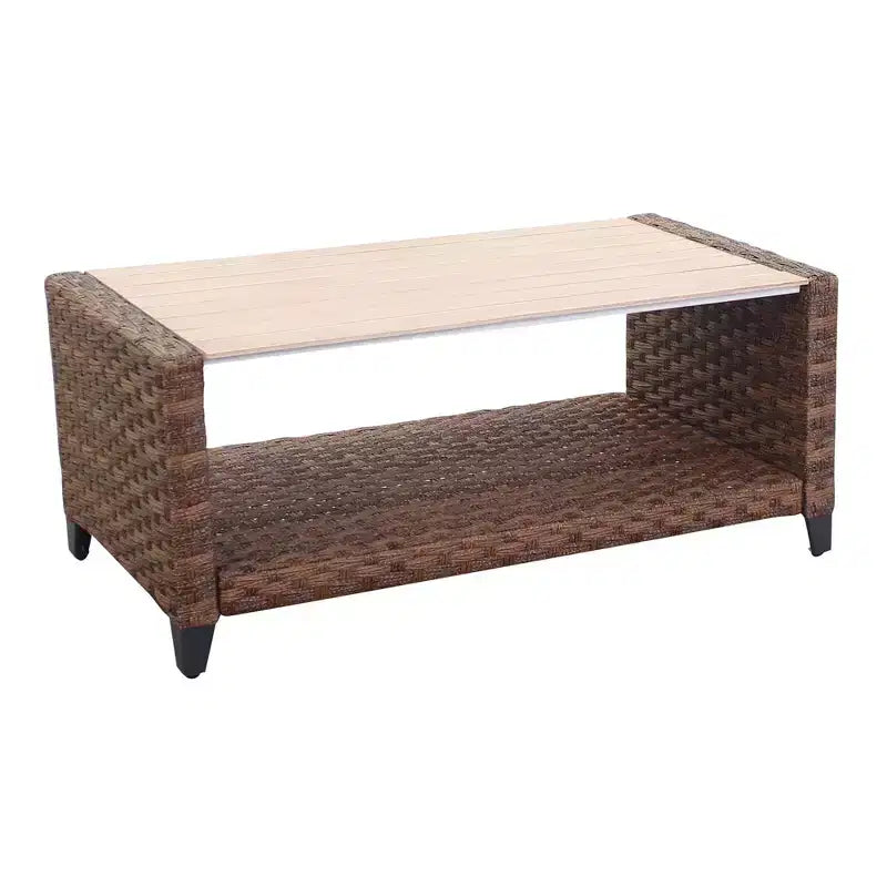 Courtyard Casual Costa Mesa 5 pc Sofa & Coffee Table Set - Brown One Sofa, Two Club Chairs, One End Table, & Coffee Table