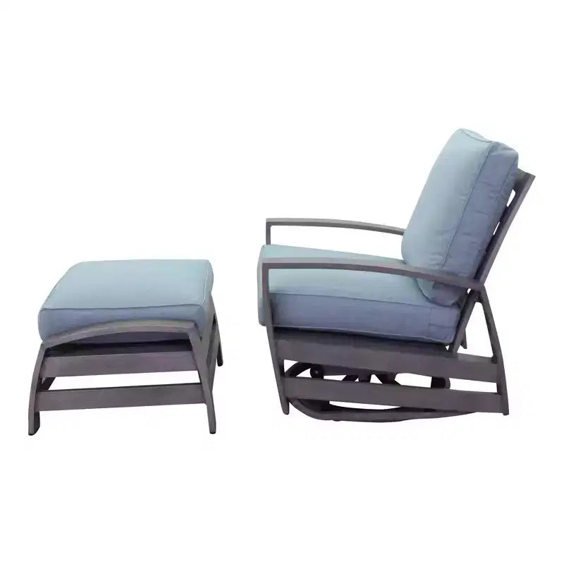 Courtyard Casual Cabo 2 pc Swivel Glider and Ottoman Set Aluminum Frame with Sunbrella Cushions