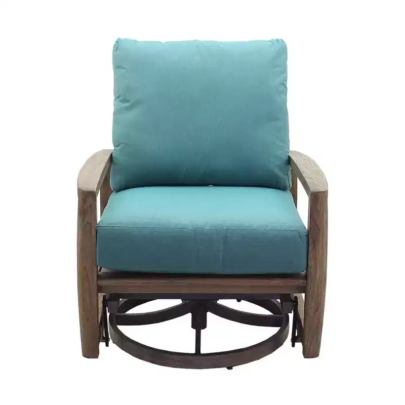 Courtyard Casual Avalon FSC Teak 2 pc Swivel Glider and Ottoman Set