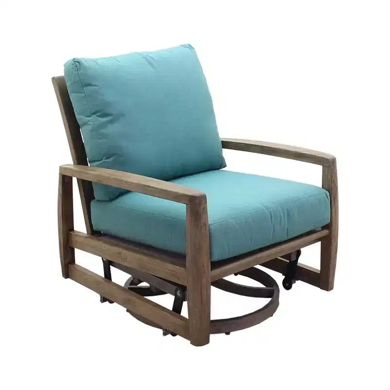 Courtyard Casual Avalon FSC Teak 2 pc Swivel Glider and Ottoman Set