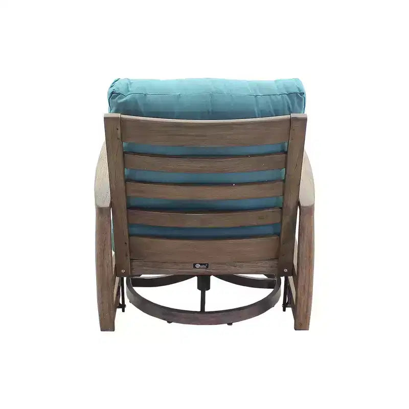 Courtyard Casual Avalon FSC Teak 2 pc Swivel Glider and Ottoman Set