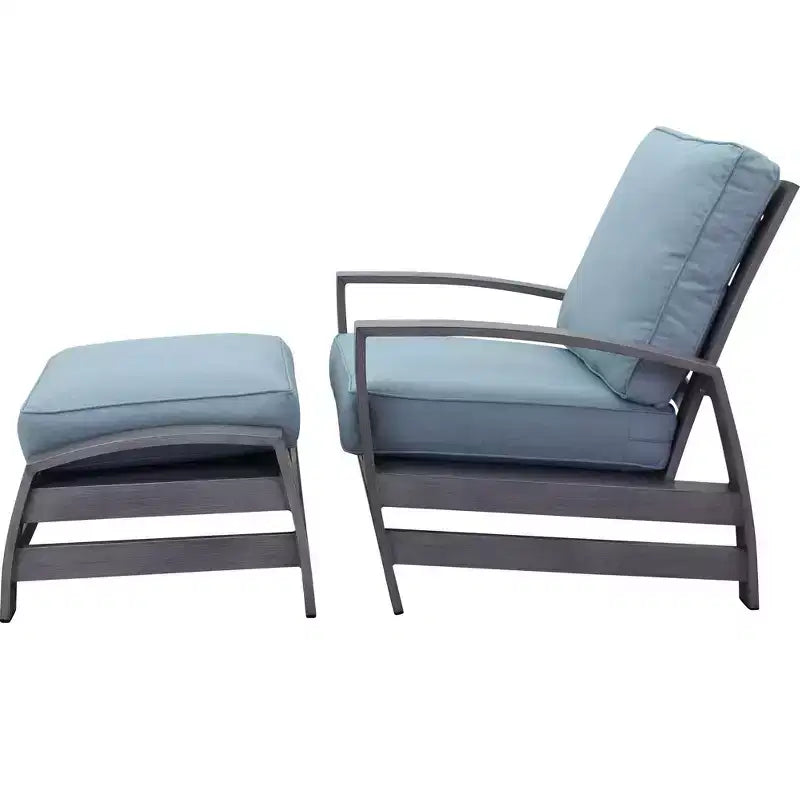 Courtyard Casual Cabo 2 pc Club Chair and Ottoman Set Aluminum Frame with Sunbrella Cushions