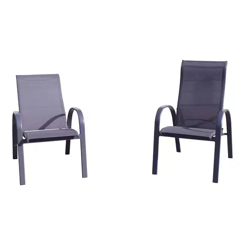 Courtyard Casual Santa Fe 5 pc Reclining Chair Set with Ottomans Includes Two Reclining Sling Chairs and Two Sling Ottomans and One End Table