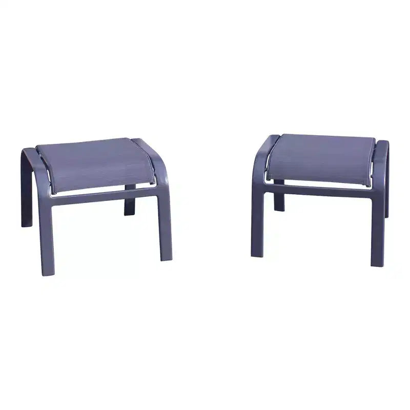 Courtyard Casual Santa Fe 5 pc Reclining Chair Set with Ottomans Includes Two Reclining Sling Chairs and Two Sling Ottomans and One End Table