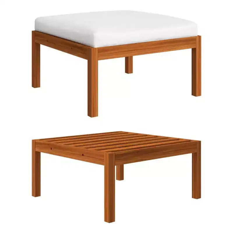 vidaXL 4 Piece Modern Patio Lounge Set - Cream Solid Acacia Wood with Comfortable Cushions - Timeless Design for Garden, Patio or Living Room