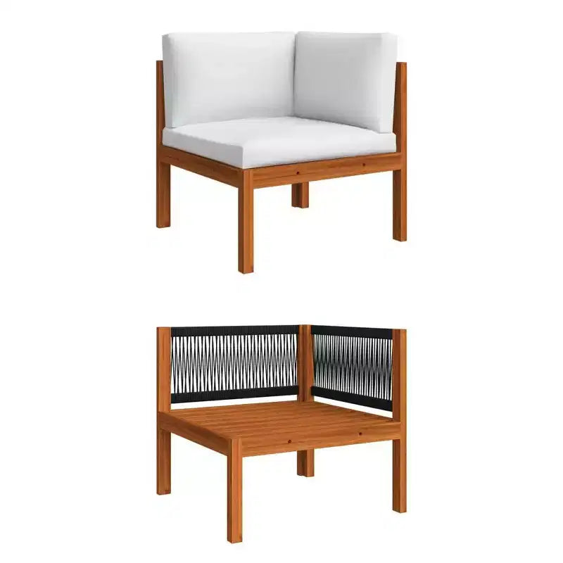 vidaXL 4 Piece Modern Patio Lounge Set - Cream Solid Acacia Wood with Comfortable Cushions - Timeless Design for Garden, Patio or Living Room