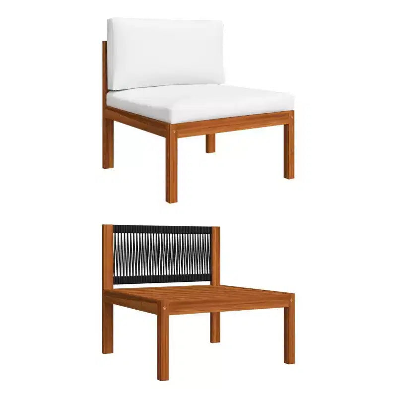 vidaXL 4 Piece Modern Patio Lounge Set - Cream Solid Acacia Wood with Comfortable Cushions - Timeless Design for Garden, Patio or Living Room