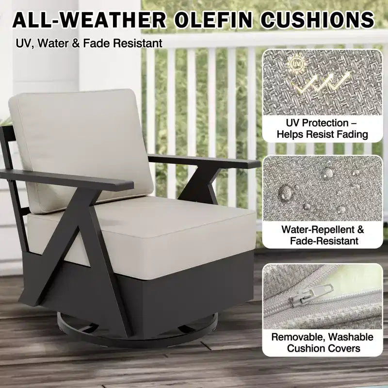 EAGLE PEAK Urban Slate 7 Piece Modern Outdoor Patio Furniture Set, Couch, Patio Chairs, Coffee Table, and Side Table