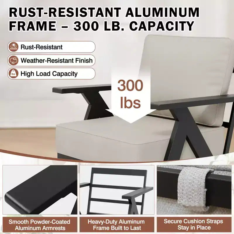 EAGLE PEAK Urban Slate 7 Piece Modern Outdoor Patio Furniture Set, Couch, Patio Chairs, Coffee Table, and Side Table