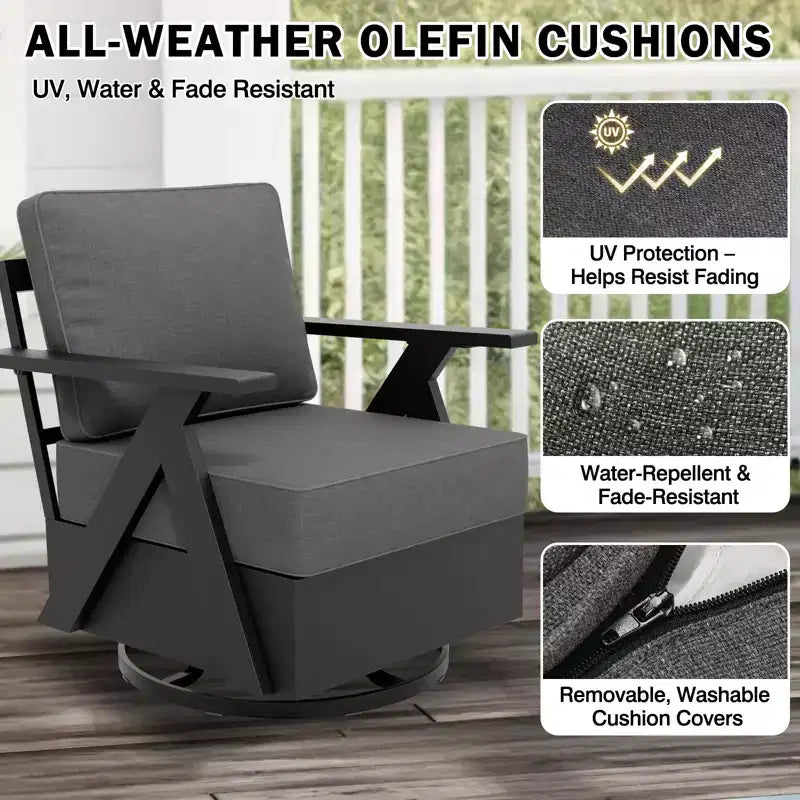 EAGLE PEAK Urban Slate 7 Piece Modern Outdoor Patio Furniture Set, Couch, Patio Chairs, Coffee Table, and Side Table