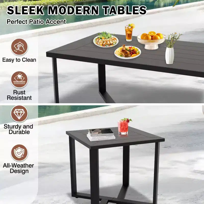 EAGLE PEAK Urban Slate 7 Piece Modern Outdoor Patio Furniture Set, Couch, Patio Chairs, Coffee Table, and Side Table
