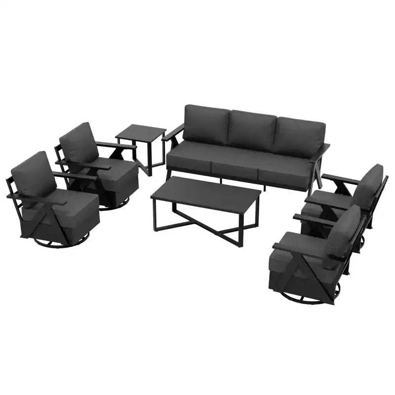 EAGLE PEAK Urban Slate 7 Piece Modern Outdoor Patio Furniture Set, Couch, Patio Chairs, Coffee Table, and Side Table
