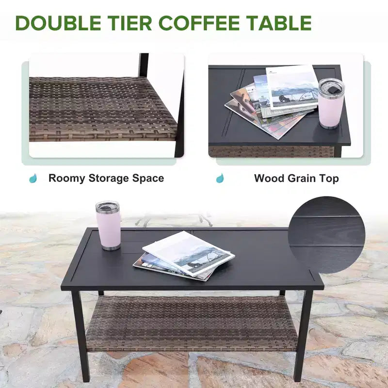EAGLE PEAK 4 Piece Mojave Dusk Outdoor Conversation Set, Patio Wicker Furniture