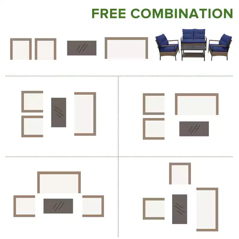 EAGLE PEAK 4 Piece Mojave Dusk Outdoor Conversation Set, Patio Wicker Furniture