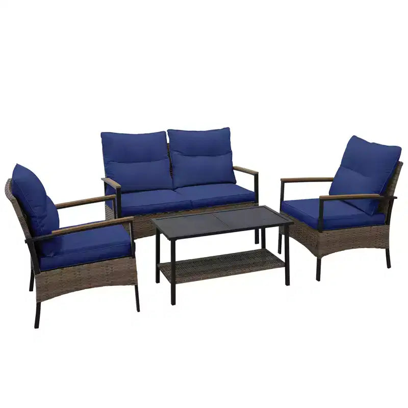 EAGLE PEAK 4 Piece Mojave Dusk Outdoor Conversation Set, Patio Wicker Furniture