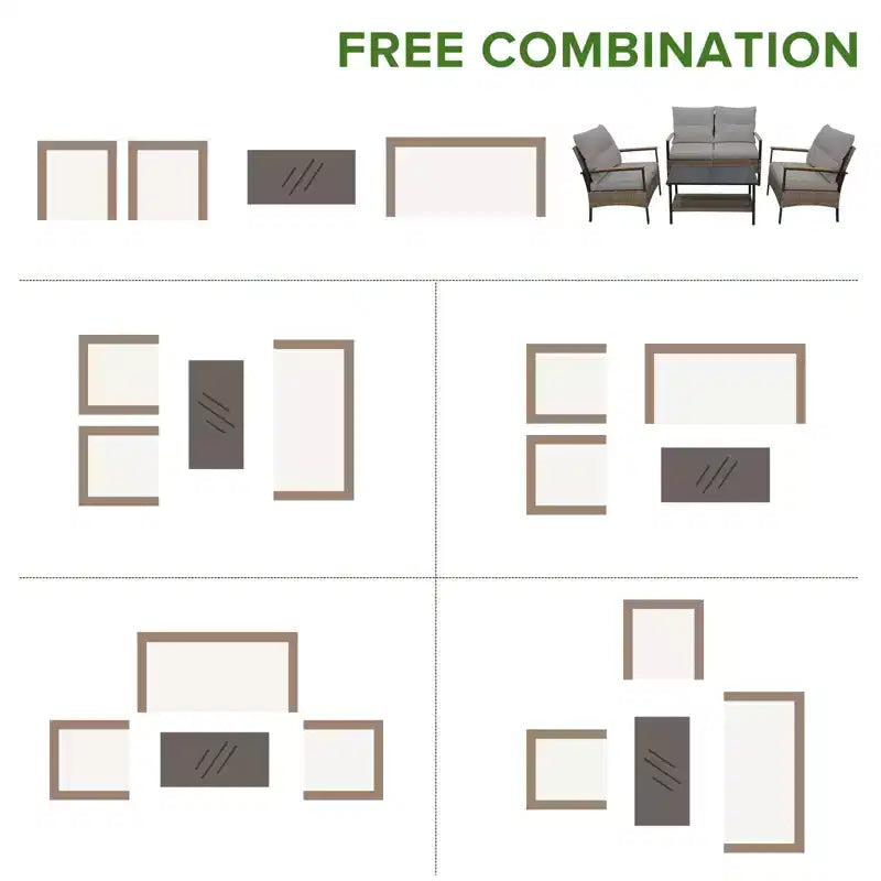 EAGLE PEAK 4 Piece Mojave Dusk Outdoor Conversation Set, Patio Wicker Furniture