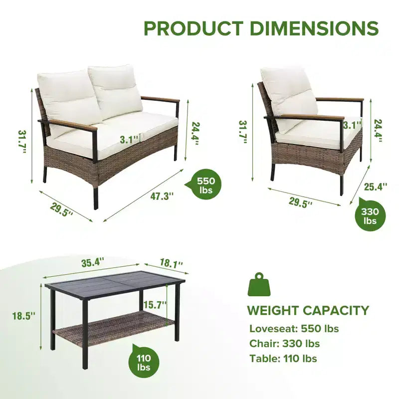 EAGLE PEAK 4 Piece Mojave Dusk Outdoor Conversation Set, Patio Wicker Furniture