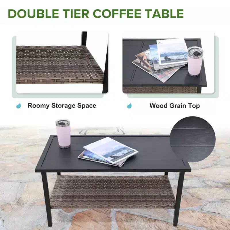 EAGLE PEAK 4 Piece Mojave Dusk Outdoor Conversation Set, Patio Wicker Furniture
