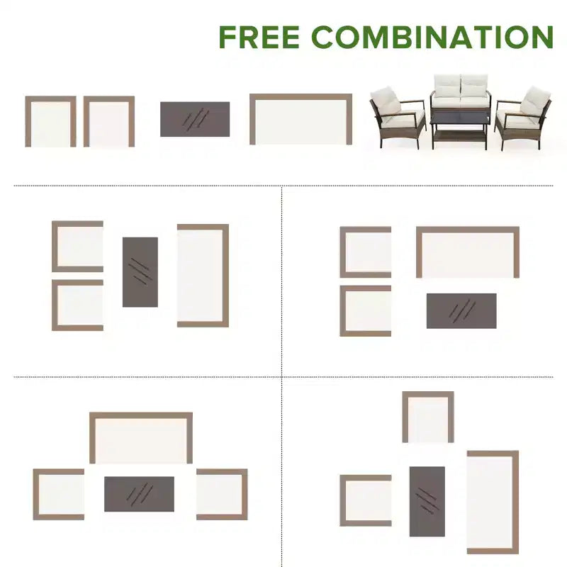 EAGLE PEAK 4 Piece Mojave Dusk Outdoor Conversation Set, Patio Wicker Furniture