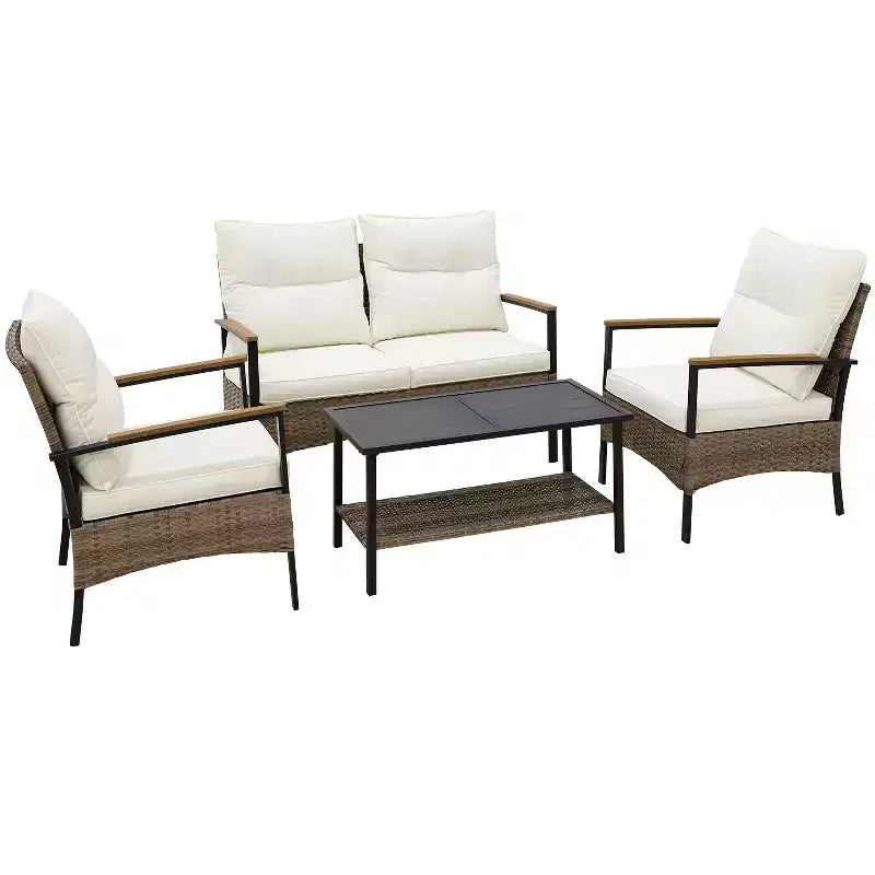 EAGLE PEAK 4 Piece Mojave Dusk Outdoor Conversation Set, Patio Wicker Furniture