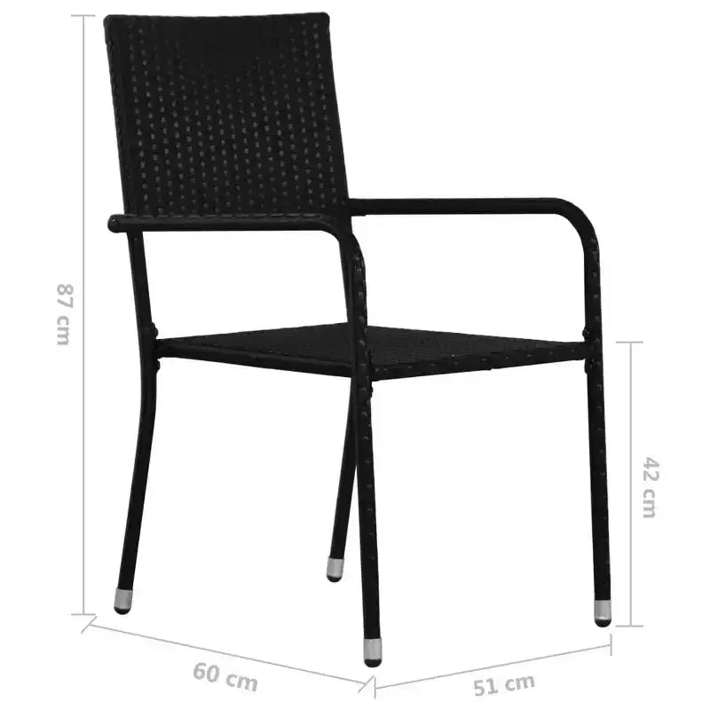 vidaXL Patio Dining Set Dining Table and Chairs Furniture Set Poly Rattan - Black 4 Items