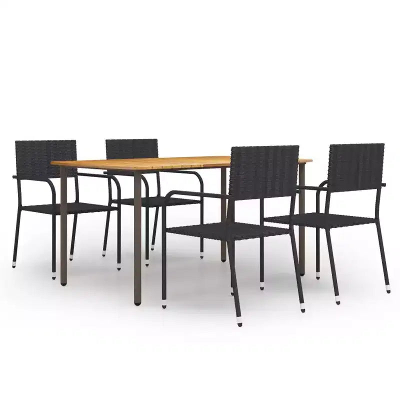 vidaXL Patio Dining Set Dining Table and Chairs Furniture Set Poly Rattan - Black 4 Items