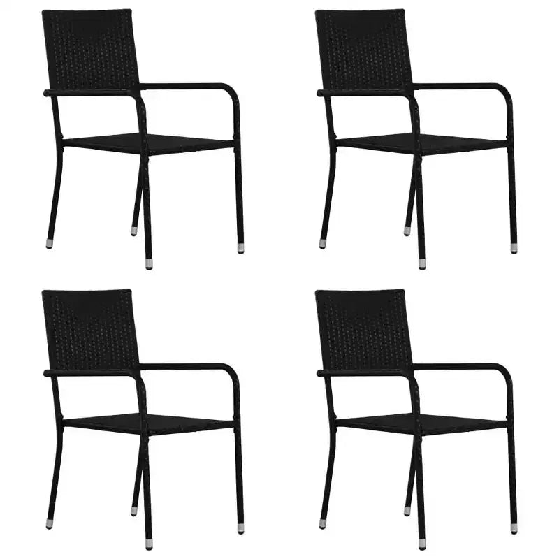 vidaXL Patio Dining Set Dining Table and Chairs Furniture Set Poly Rattan - Black 4 Items