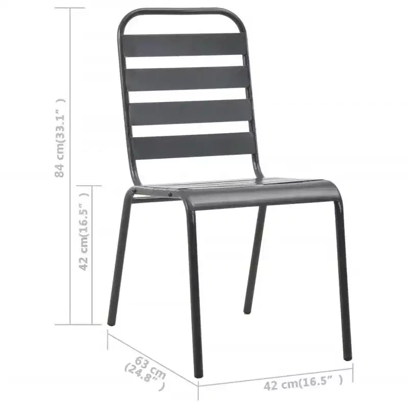 vidaXL Patio Dining Set Table and Chair Patio Furniture Set Steel Dark Gray