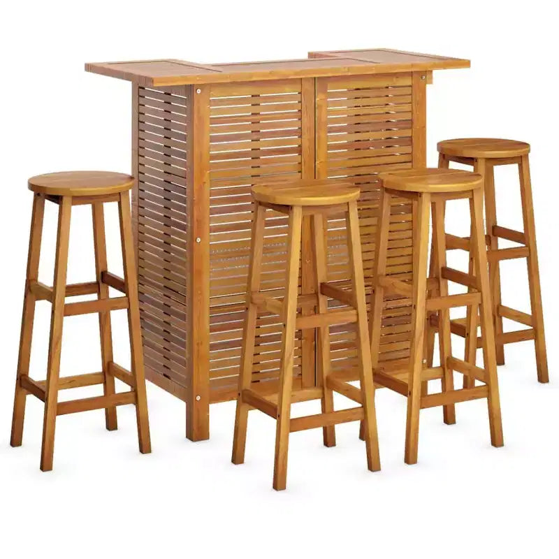 vidaXL Garden Bar Set Natural Wood Solid Acacia Wood Standard Footrest