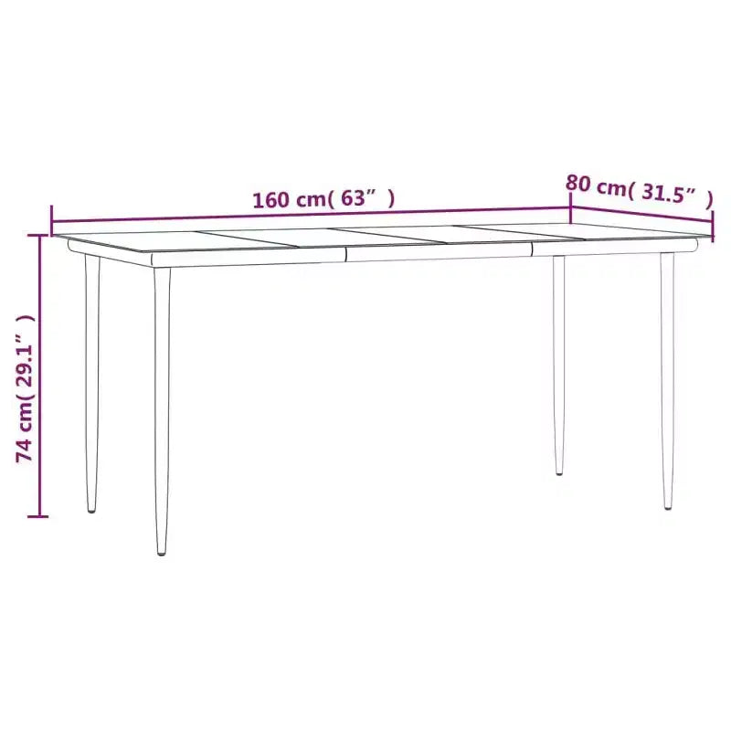 vidaXL Patio Dining Set Table and Chair Gray and Black Poly Rattan and Steel - 63 Table Length 4 Chairs
