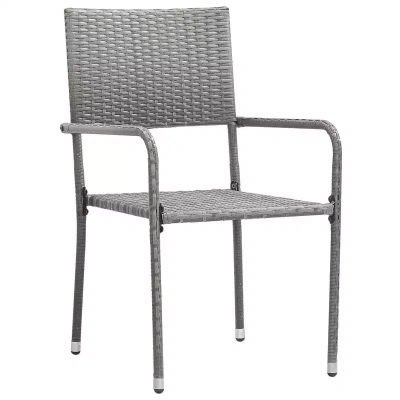 vidaXL Patio Dining Set Table and Chair Gray and Black Poly Rattan and Steel - 63 Table Length 4 Chairs