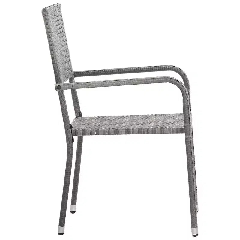 vidaXL Patio Dining Set Table and Chair Gray and Black Poly Rattan and Steel - 63 Table Length 4 Chairs
