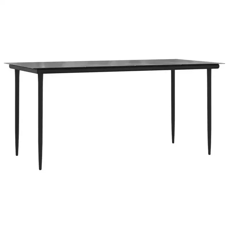 vidaXL Patio Dining Set Table and Chair Gray and Black Poly Rattan and Steel - 63 Table Length 4 Chairs