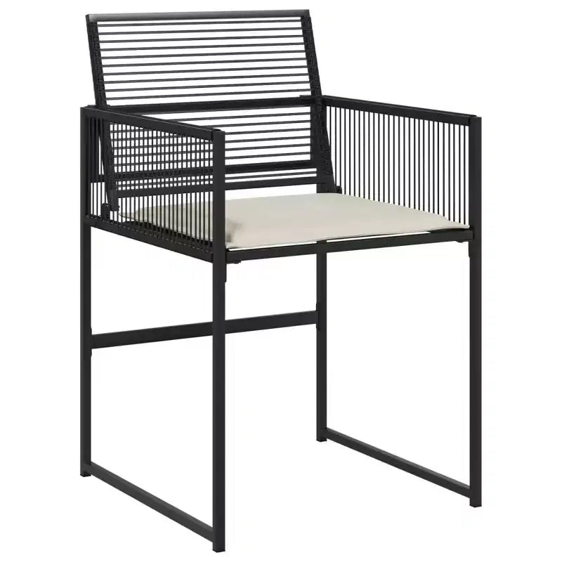 vidaXL Patio Dining Set 9-Piece Black Poly Rattan Synthetic Garden Furniture with Cushions, Rectangular Glass Table, Foldable Chairs